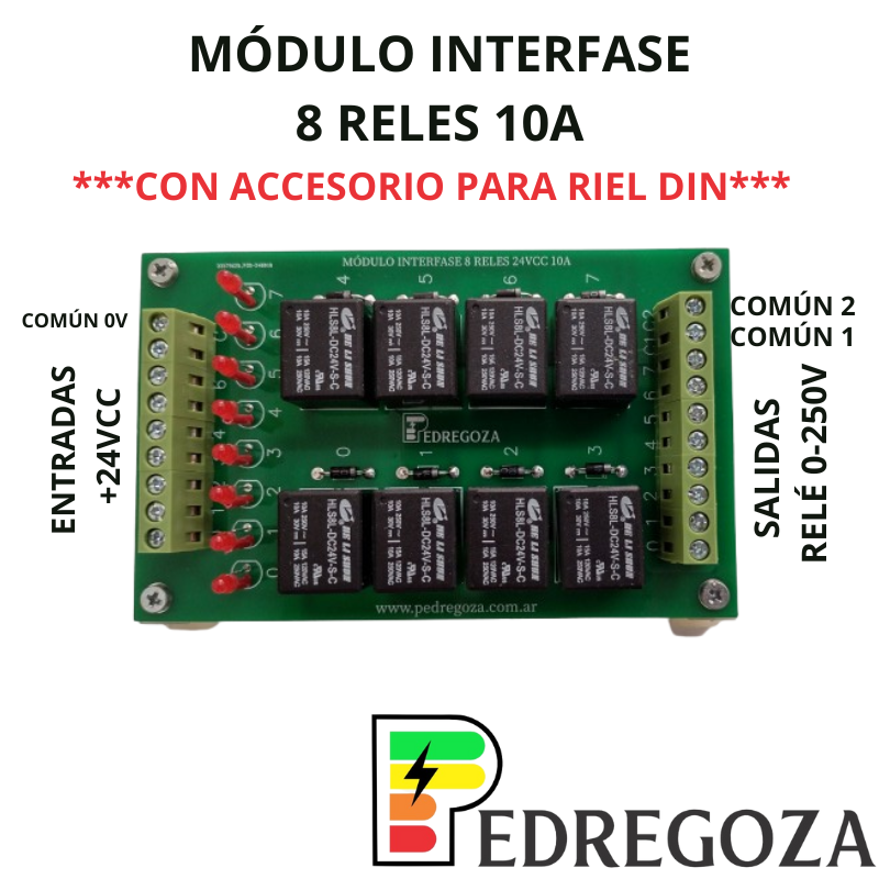 INTERFACE MODULE 8 RELAYS 24V - 10A