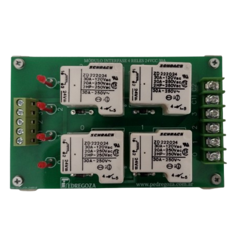 MÓDULO INTERFASE 4 RELES 24V - 30A